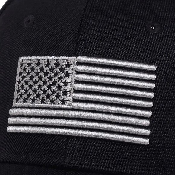 Black Patriotic USA Flag Hat Tactical Baseball Cap Adjustable Embroidered Gift - Picture 3 of 5